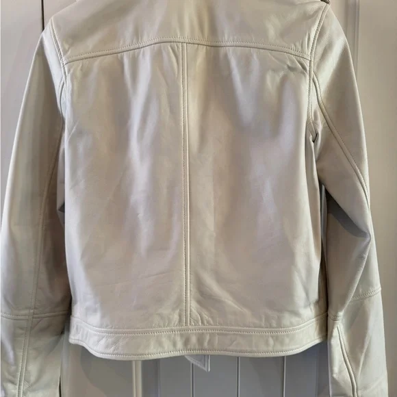 Marciano Women's White Leather Jacket with Black Accents Size Small - Picture 2 of 7